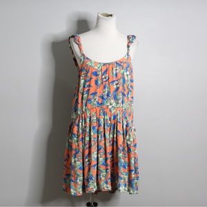 Free People Floral Mini Dress Womens Large Orange NWT